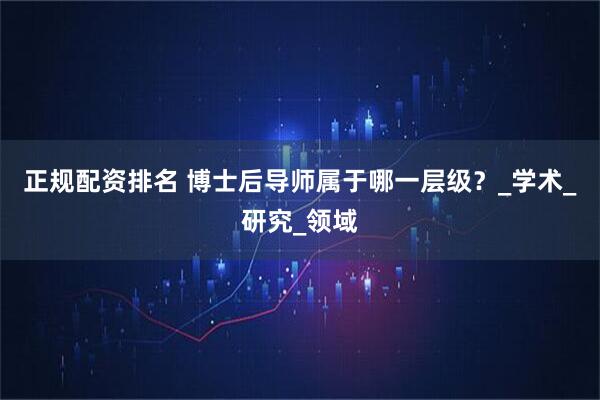 正规配资排名 博士后导师属于哪一层级？_学术_研究_领域